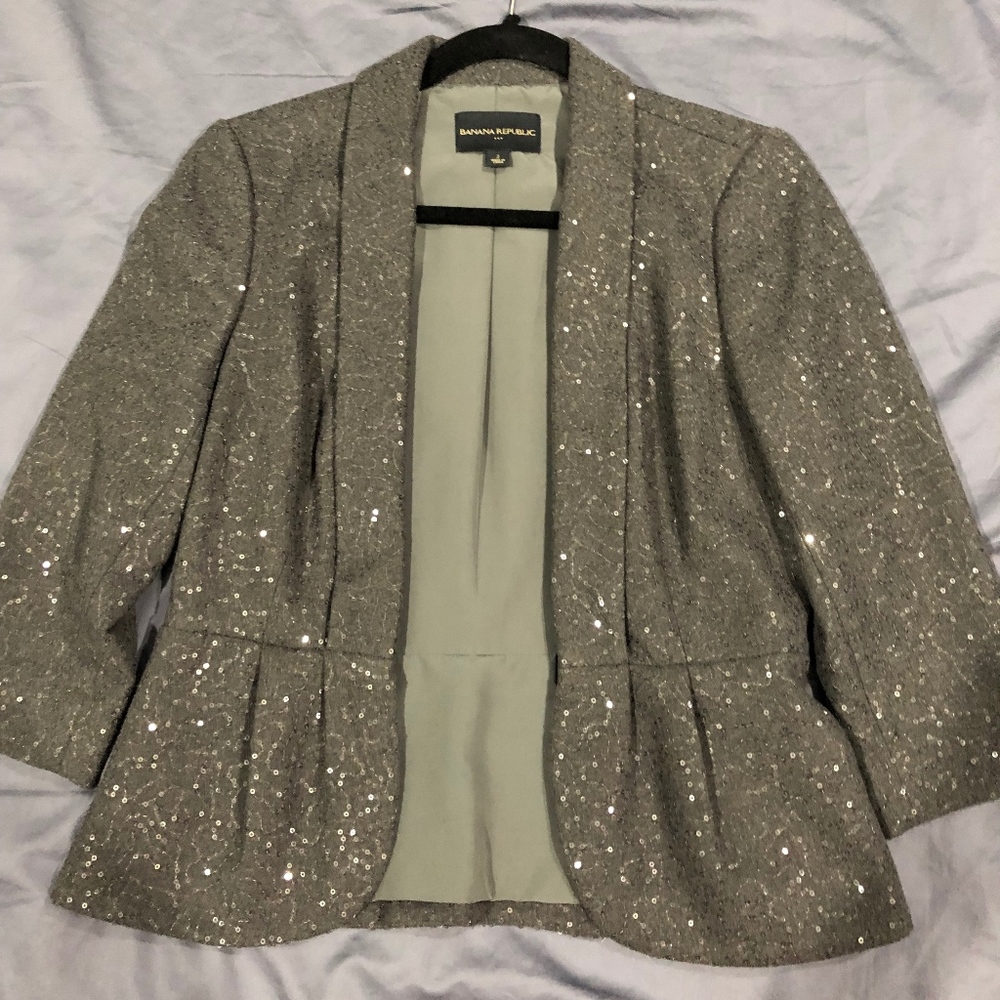 Banana Republic Black Women's Glittered Jacket Siz